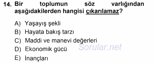Türk Dili 1 2012 - 2013 Dönem Sonu Sınavı 14.Soru