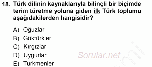 Türk Dili 1 2012 - 2013 Dönem Sonu Sınavı 18.Soru