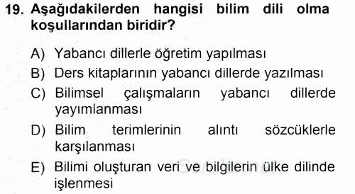 Türk Dili 1 2012 - 2013 Dönem Sonu Sınavı 19.Soru