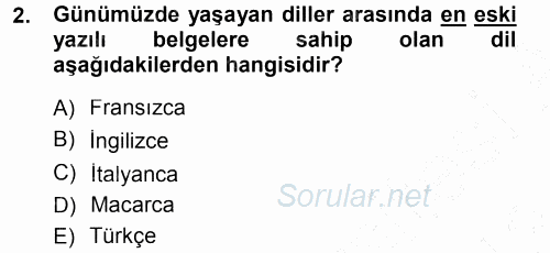 Türk Dili 1 2012 - 2013 Dönem Sonu Sınavı 2.Soru