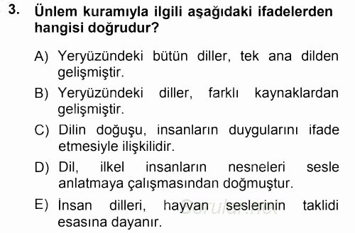 Türk Dili 1 2012 - 2013 Dönem Sonu Sınavı 3.Soru