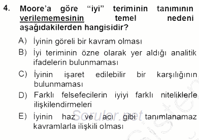 Çağdaş Felsefe 1 2012 - 2013 Ara Sınavı 4.Soru
