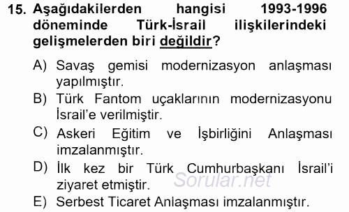 Türk Dış Politikası 2 2012 - 2013 Ara Sınavı 15.Soru