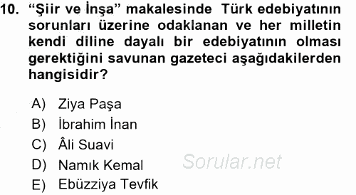 Türk Basın Tarihi 2015 - 2016 Ara Sınavı 10.Soru