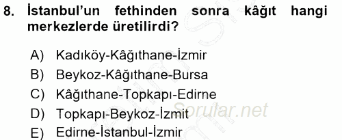 Türk Basın Tarihi 2015 - 2016 Ara Sınavı 8.Soru