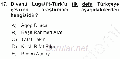 VIII-XIII. Yüzyıllar Türk Edebiyatı 2015 - 2016 Ara Sınavı 17.Soru