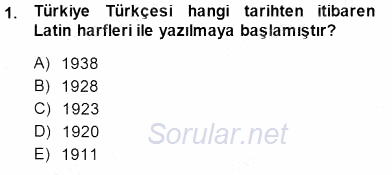 Türkçe Sözlü Anlatım 2014 - 2015 Ara Sınavı 1.Soru