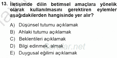 Türkçe Sözlü Anlatım 2014 - 2015 Ara Sınavı 13.Soru