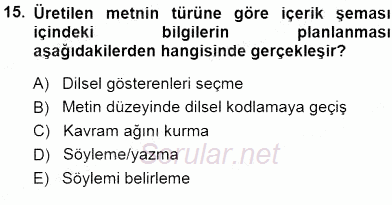 Türkçe Sözlü Anlatım 2014 - 2015 Ara Sınavı 15.Soru