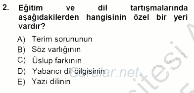 Türkçe Sözlü Anlatım 2014 - 2015 Ara Sınavı 2.Soru