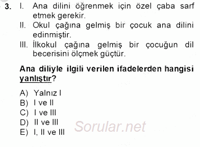 Türkçe Sözlü Anlatım 2014 - 2015 Ara Sınavı 3.Soru