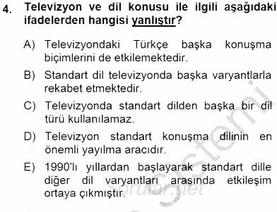 Türkçe Sözlü Anlatım 2014 - 2015 Ara Sınavı 4.Soru