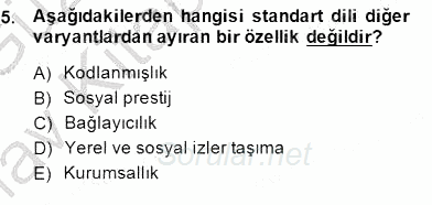Türkçe Sözlü Anlatım 2014 - 2015 Ara Sınavı 5.Soru