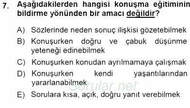 Türkçe Sözlü Anlatım 2014 - 2015 Ara Sınavı 7.Soru