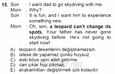 Çeviri (İng/Türk) 2012 - 2013 Ara Sınavı 15.Soru