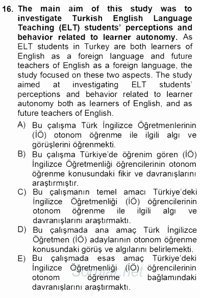 Çeviri (İng/Türk) 2012 - 2013 Ara Sınavı 16.Soru