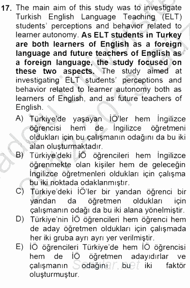 Çeviri (İng/Türk) 2012 - 2013 Ara Sınavı 17.Soru