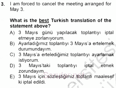 Çeviri (İng/Türk) 2012 - 2013 Ara Sınavı 3.Soru