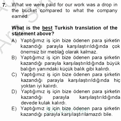 Çeviri (İng/Türk) 2012 - 2013 Ara Sınavı 7.Soru