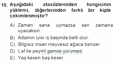 Türkçe Cümle Bilgisi 2 2014 - 2015 Dönem Sonu Sınavı 10.Soru