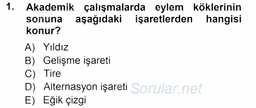Türkçe Ses Bilgisi 2012 - 2013 Ara Sınavı 1.Soru