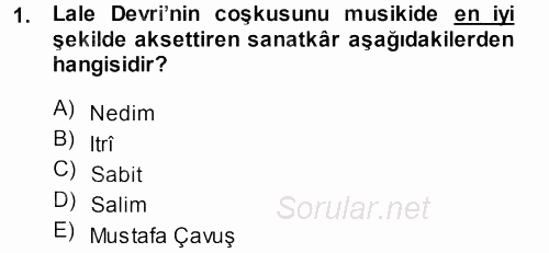 XVIII. Yüzyıl Türk Edebiyatı 2014 - 2015 Dönem Sonu Sınavı 1.Soru