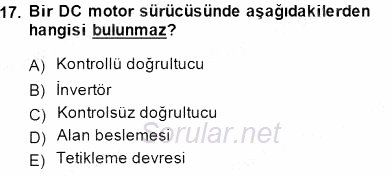 Elektrik Makinaları 2013 - 2014 Dönem Sonu Sınavı 17.Soru