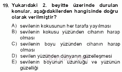VIII-XIII. Yüzyıllar Türk Edebiyatı 2012 - 2013 Dönem Sonu Sınavı 19.Soru