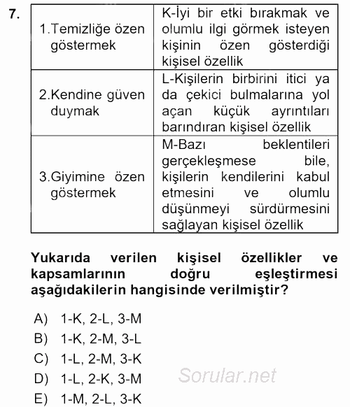 Yönetici Asistanlığı 2017 - 2018 Ara Sınavı 7.Soru