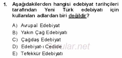 Yeni Türk Edebiyatına Giriş 1 2013 - 2014 Dönem Sonu Sınavı 1.Soru