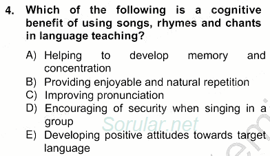Çocuklara Yabancı Dil Öğretimi 2 2012 - 2013 Ara Sınavı 4.Soru