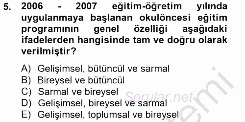 Türk Eğitim Tarihi 2014 - 2015 Ara Sınavı 5.Soru