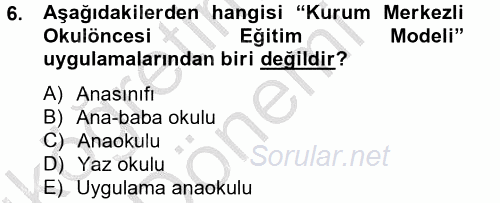 Türk Eğitim Tarihi 2014 - 2015 Ara Sınavı 6.Soru