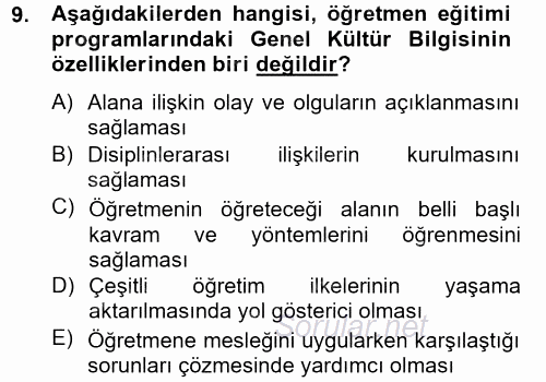 Türk Eğitim Tarihi 2014 - 2015 Ara Sınavı 9.Soru