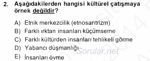 Kültür Tarihi 2013 - 2014 Ara Sınavı 2.Soru