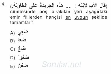 Arapça 3 2012 - 2013 Tek Ders Sınavı 4.Soru
