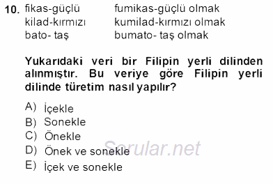 Genel Dilbilim 1 2014 - 2015 Ara Sınavı 10.Soru
