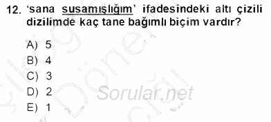 Genel Dilbilim 1 2014 - 2015 Ara Sınavı 12.Soru