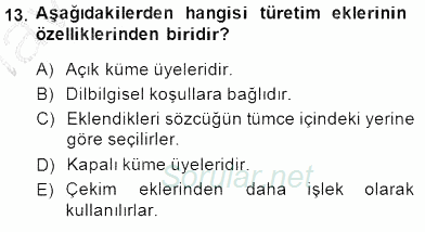 Genel Dilbilim 1 2014 - 2015 Ara Sınavı 13.Soru