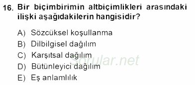 Genel Dilbilim 1 2014 - 2015 Ara Sınavı 16.Soru