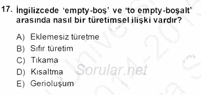 Genel Dilbilim 1 2014 - 2015 Ara Sınavı 17.Soru