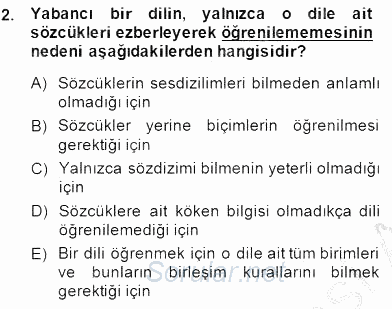 Genel Dilbilim 1 2014 - 2015 Ara Sınavı 2.Soru