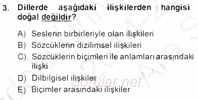 Genel Dilbilim 1 2014 - 2015 Ara Sınavı 3.Soru