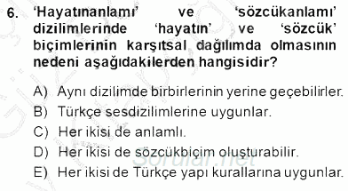 Genel Dilbilim 1 2014 - 2015 Ara Sınavı 6.Soru
