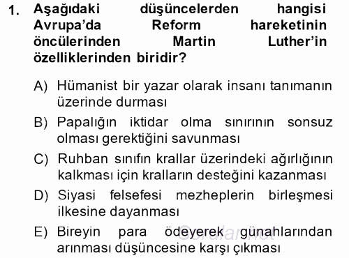 Kültür Tarihi 2014 - 2015 Tek Ders Sınavı 1.Soru