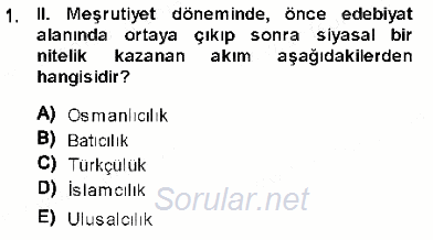 Cumhuriyet Dönemi Türk Şiiri 2013 - 2014 Ara Sınavı 1.Soru