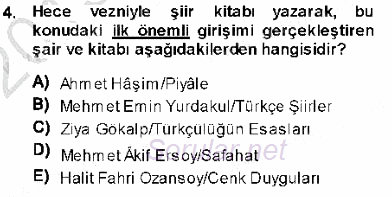 Cumhuriyet Dönemi Türk Şiiri 2013 - 2014 Ara Sınavı 4.Soru