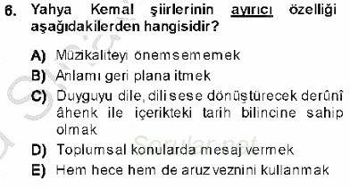 Cumhuriyet Dönemi Türk Şiiri 2013 - 2014 Ara Sınavı 6.Soru