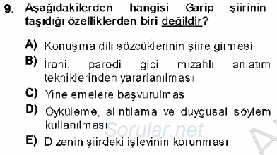Cumhuriyet Dönemi Türk Şiiri 2013 - 2014 Ara Sınavı 9.Soru