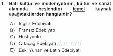 Yeni Türk Edebiyatına Giriş 1 2015 - 2016 Ara Sınavı 1.Soru